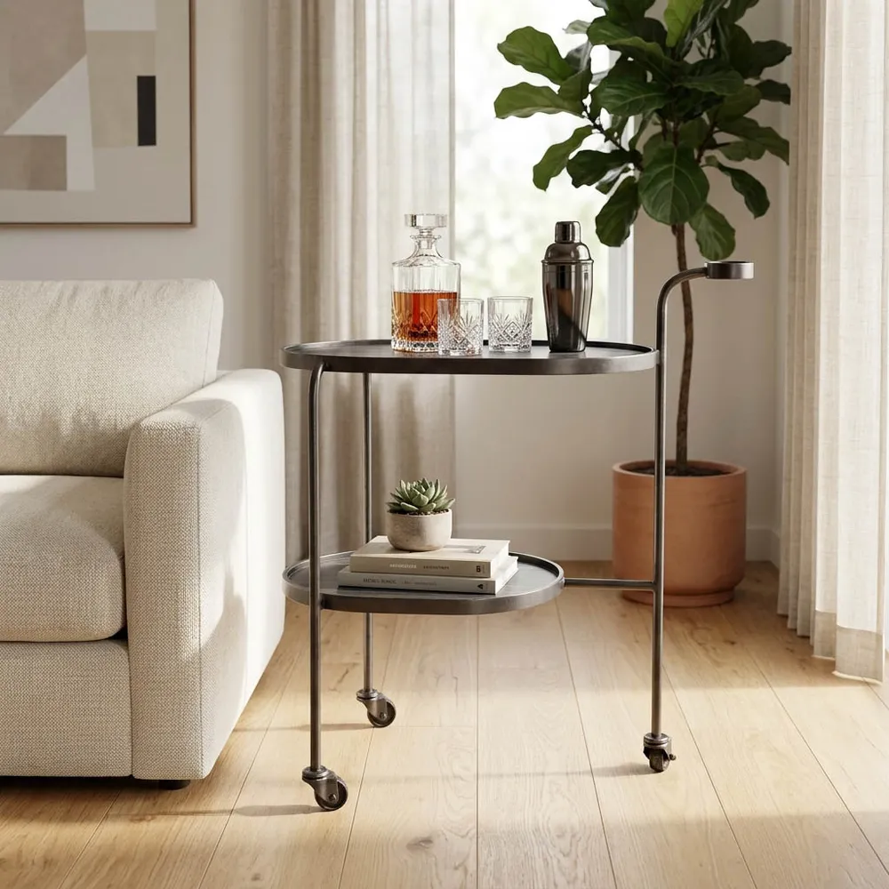 COLINOAK GRAY BAR CART 33 (IN)