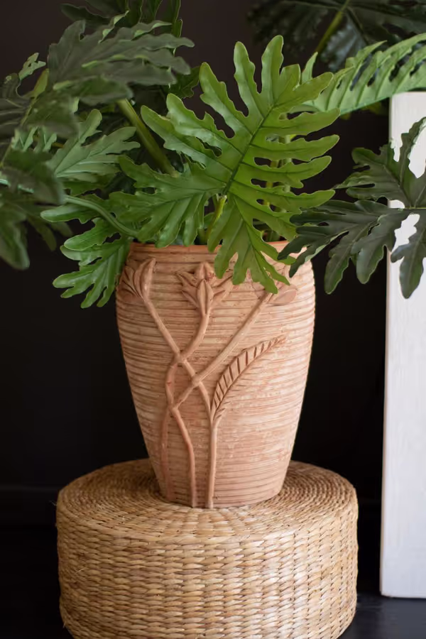 Terracotta Urn with Flowers Detail