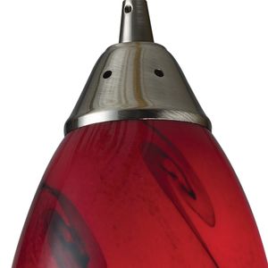 Galaxy 5'' Wide 1-Light Mini Pendant - Satin Nickel with Red Glass 2