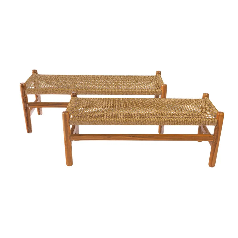 RAMONATON SET OF 2 TAN BENCHES 18 (IN)