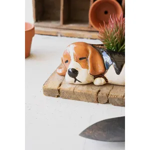 Ceramic Sleeping Beagle Planter 3