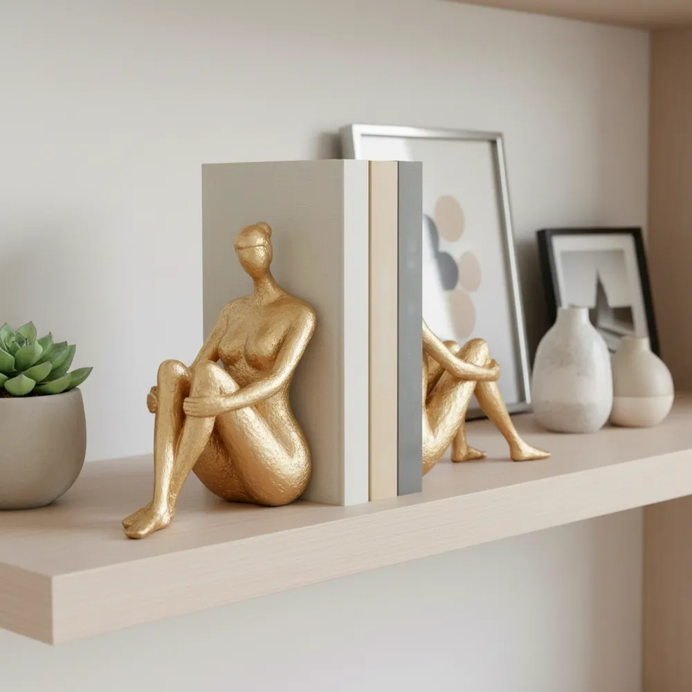 DOUGALPARK SET OF 2 GOLD BOOKENDS 8 (IN)