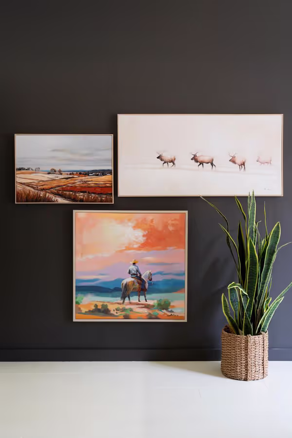 Framed Elk Painting