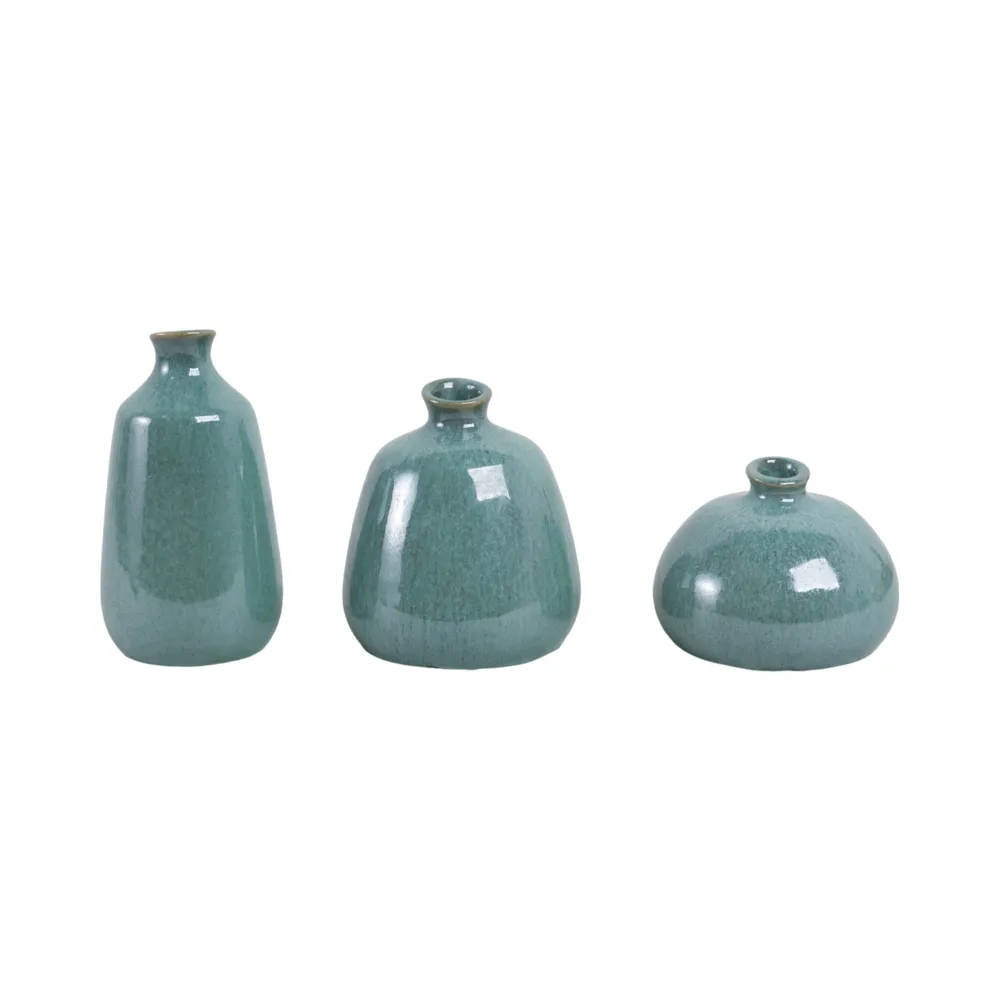FARGOSIDE SET OF 3 GREEN VASES 9 (IN)