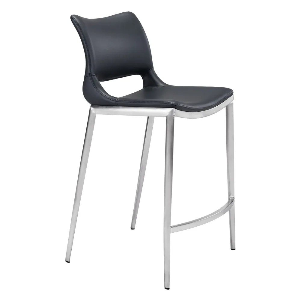 Ace Counter Stool Black & Silver