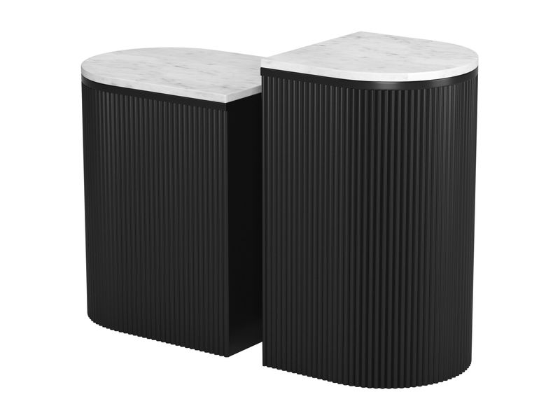 Ormara Side Table Set White & Black 7