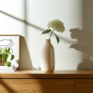 CER, 12" CIRCLES VASE, BEIGE 10