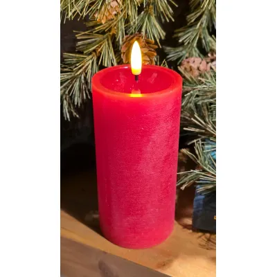 Red Melted Realistic Flame 3x6in LED Candle