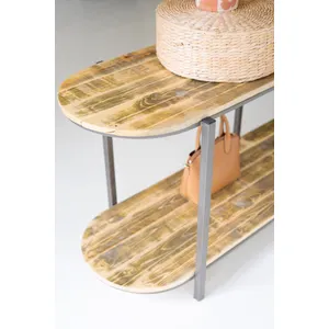Tall Asymmetrical Iron and Recycled Wood Garment Display 3