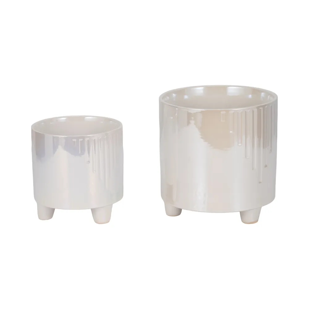 BISHOPTON SET OF 2 IVORY PLANTER 8 (IN)