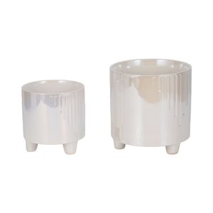 BISHOPTON SET OF 2 IVORY PLANTER 8 (IN) 4