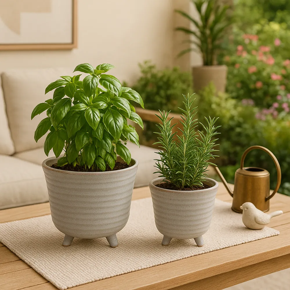 REXDALE SET OF 2 IVORY PLANTER 6 (IN)