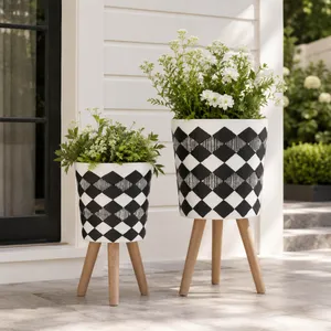 GLASTONCREST SET OF 2 BLACK PLANTER 21 (IN) 11