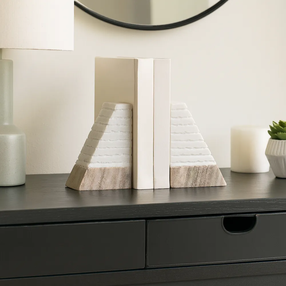 PARKWORTH SET OF 2 WHITE BOOKENDS 6 (IN)