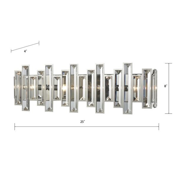 Crystal Heights 25'' Wide 4-Light Vanity Light - Polished Chrome