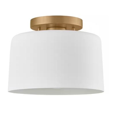 Bryn 10″ Wide 1-Light Semi Flush Mount - Matte White and Gold