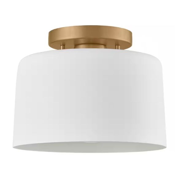 Bryn 10'' Wide 1-Light Semi Flush Mount - Matte White and Gold