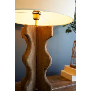 Wavy Mango Wood Table Lamp with Fabric Shade 3