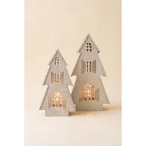 Set of 2 Metal Christmas Village Lamps 4