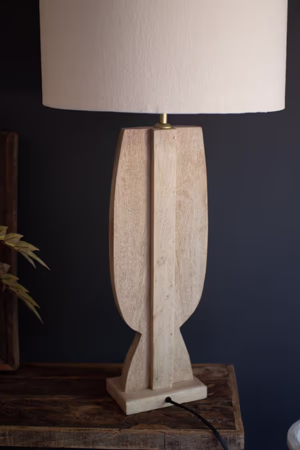 Wooden Face Table Lamp with Shade