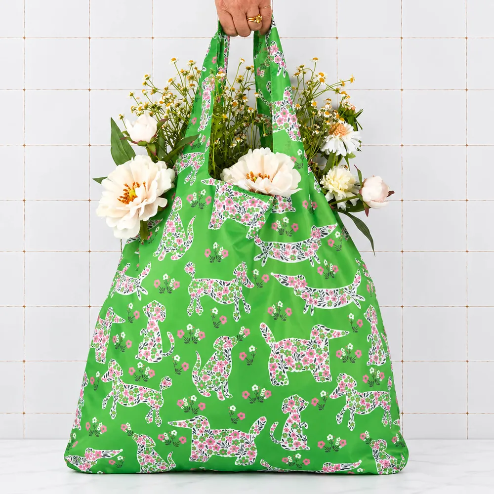 Petals & Paws blu Reusable Shopping Tote Bag