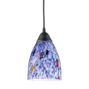 Classico 5'' Wide 1-Light Mini Pendant - Dark Rust with Starburst Blue Glass 1