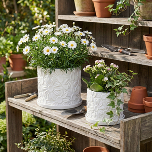 BOWENHAVEN SET OF 2 WHITE PLANTER 7 (IN) 12