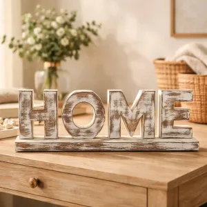 HOME Whitewashed Wooden Sign 1