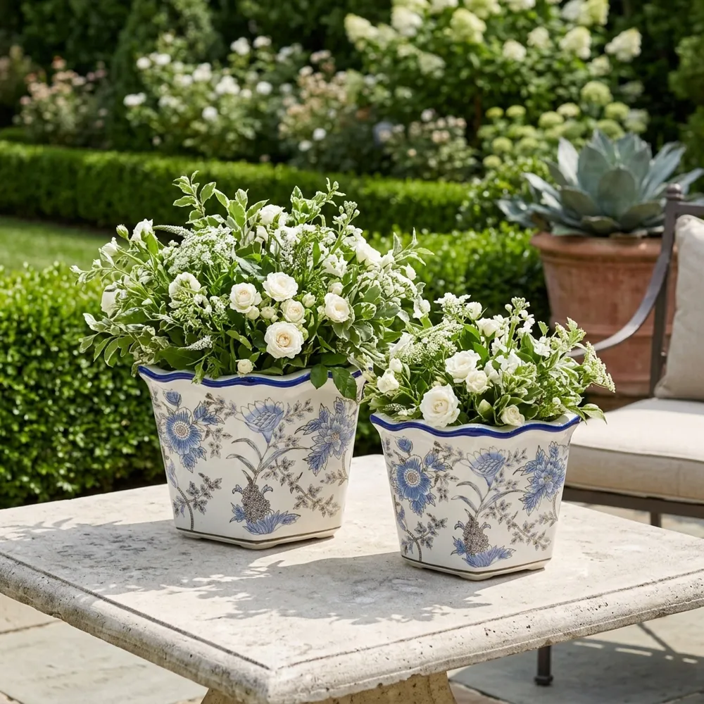 ENOCHFIELD SET OF 2 BLUE PLANTER 10 (IN)