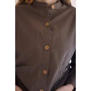 Lightweight Button-Front Bomber Jacket with Front Pockets / Oregano 2