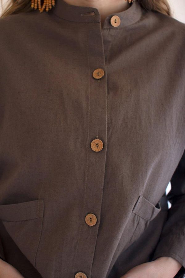 Lightweight Button-Front Bomber Jacket with Front Pockets / Oregano