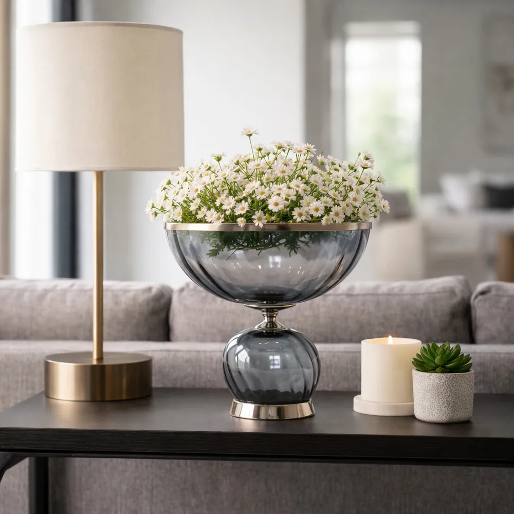 ASPENSIDE GRAY GLASS VASE 12 (IN)
