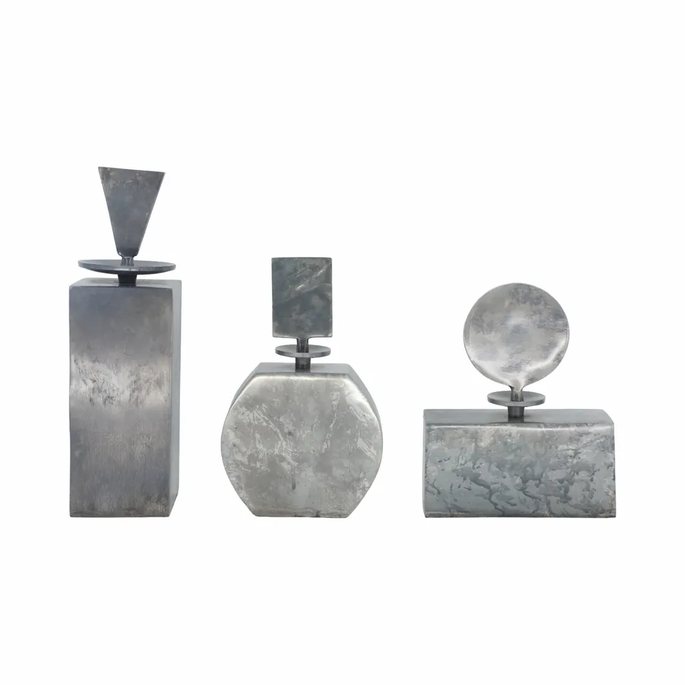 BECKMOOR SET OF 3 SILVER VASES 14 (IN)