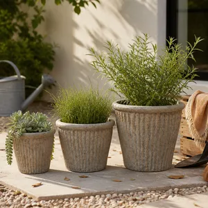 DREW SET OF 3 TAN PLANTER 13 (IN) 10