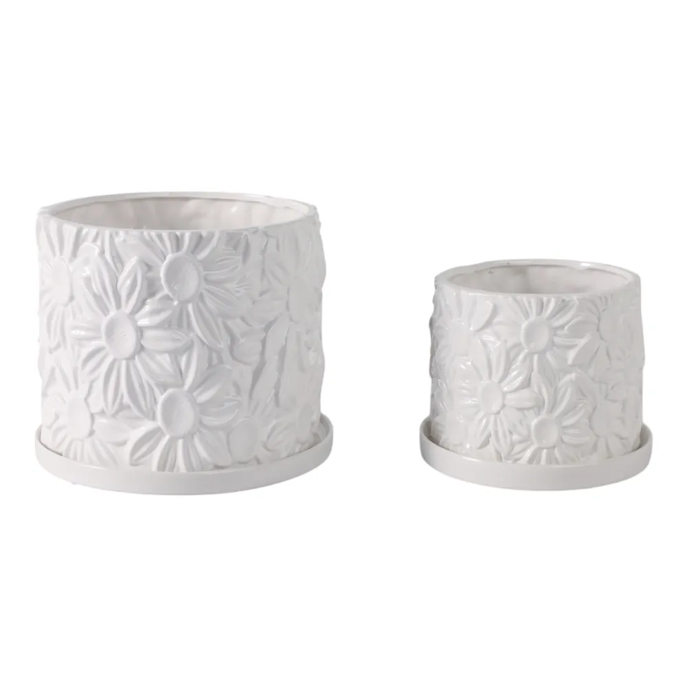 BOWENHAVEN SET OF 2 WHITE PLANTER 7 (IN)