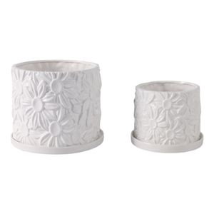 BOWENHAVEN SET OF 2 WHITE PLANTER 7 (IN) 1