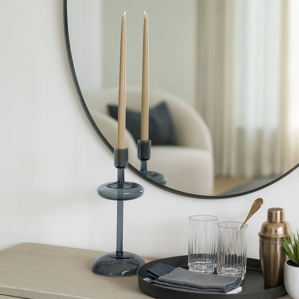 CROSBYHAM BLUE CANDLE HOLDER 10 (IN)