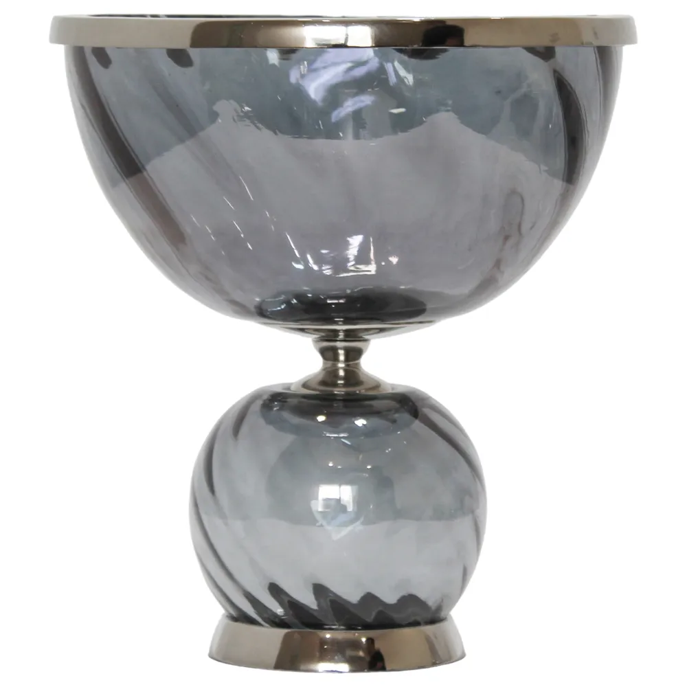 ASPENSIDE GRAY GLASS VASE 11 (IN)