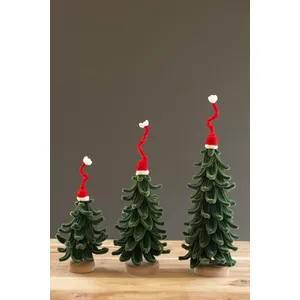 Set of 3 Pipe Cleaner Christmas Trees with Hats 4