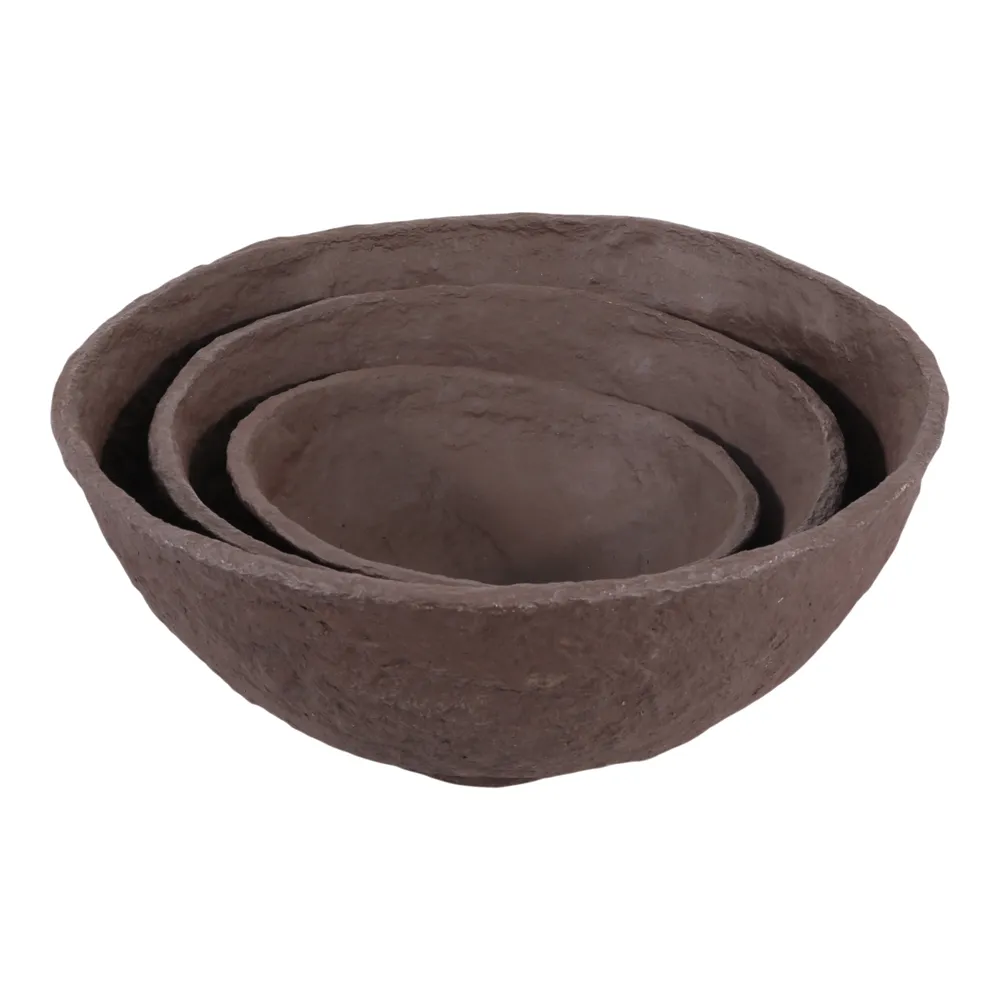 BECKLEY SET OF 3 BROWN BOWLS 10 (IN)