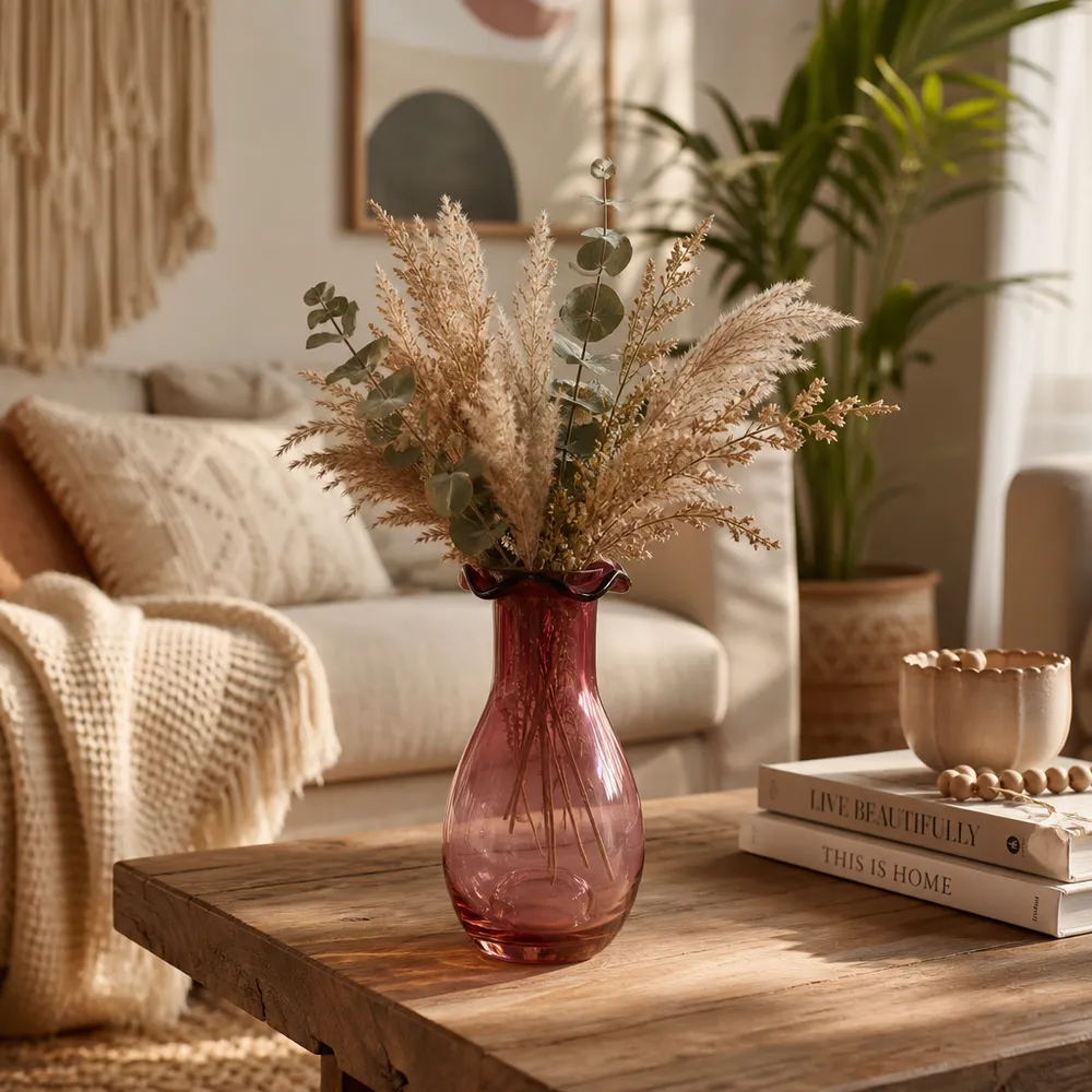 FOLEYWELL PINK GLASS VASE 7 (IN)