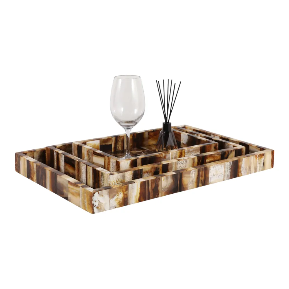 DUNLAPBROOK SET OF 3 BROWN TRAY 2 (IN)