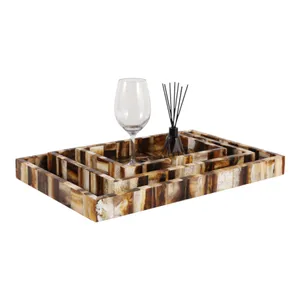 DUNLAPBROOK SET OF 3 BROWN TRAY 2 (IN) 4