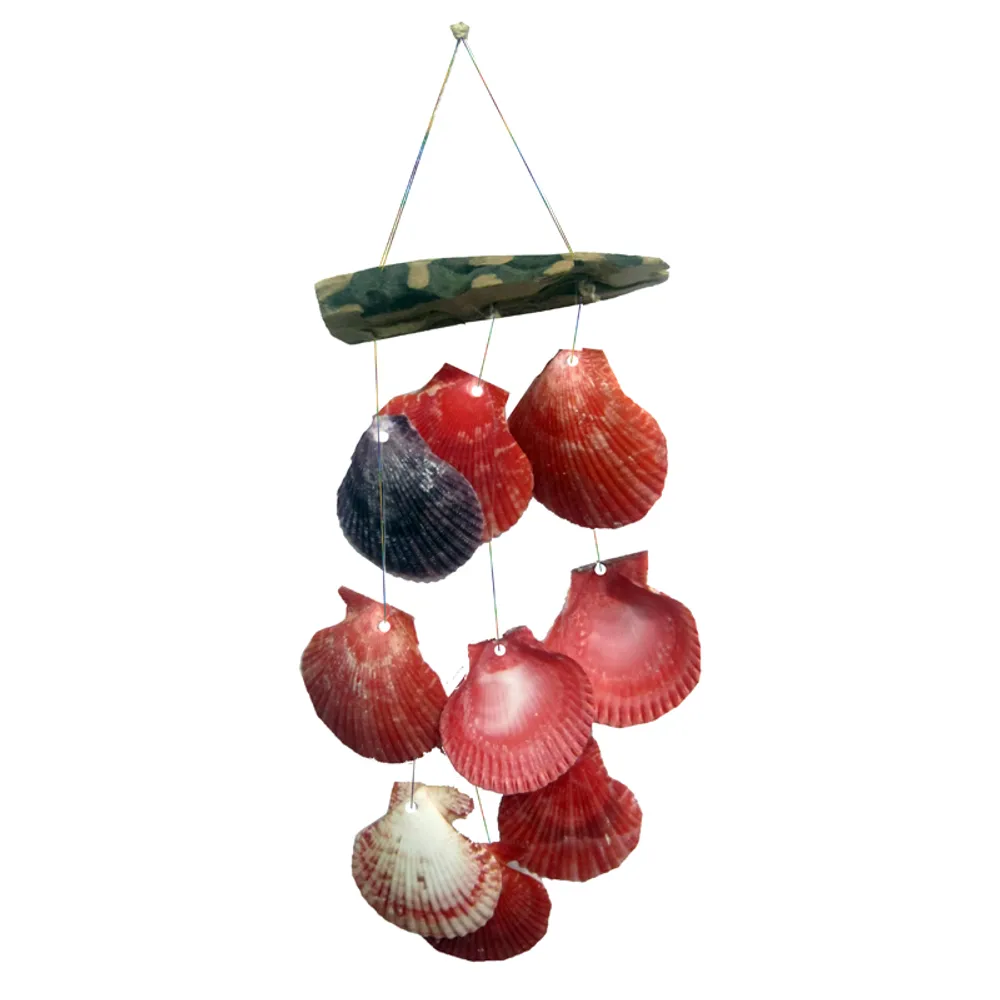 PECTEN SHELL & DRIFTWOOD WINDCHIME 4-ASS