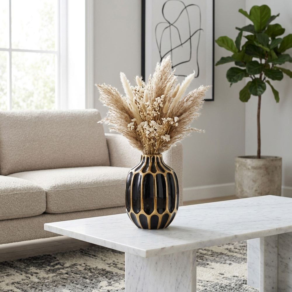 CALVINHAM BLACK VASE 8 (IN)
