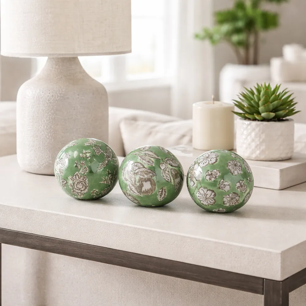 NOVAPORT SET OF 3 GREEN ORBS 5 (IN)