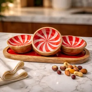 Candy Cane Trio 4in W/Tray 1