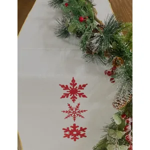White Snowflake Table Runner 14x56in 1