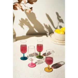 Set of 4 Aperitif Glasses with Colored Stems 1