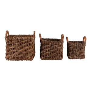 ROMANLAKE SET OF 3 BROWN BASKETS 17 (IN) 3